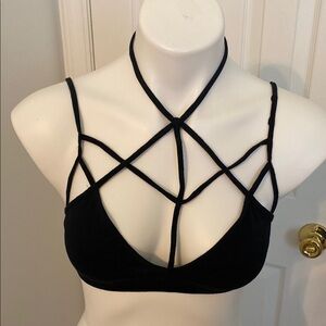 Express Black Geometric Cage-Style Bra